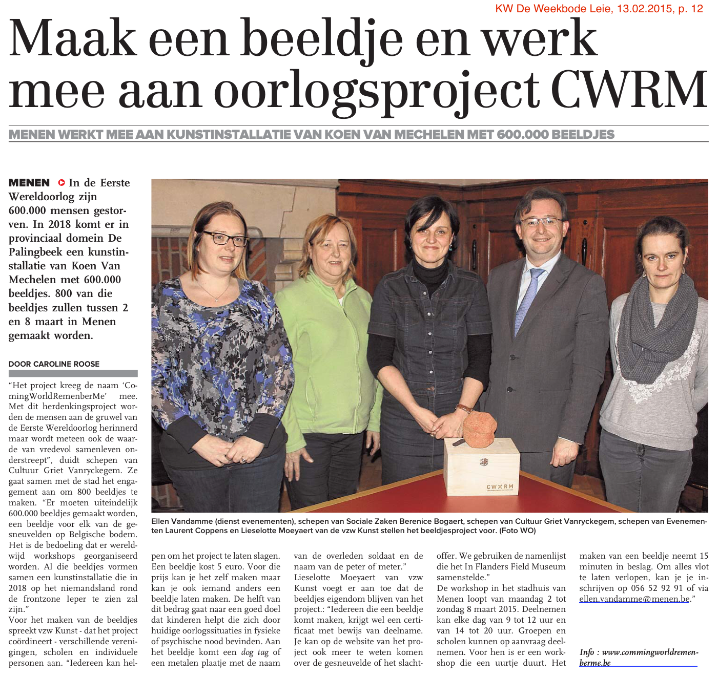 Caroline Roose, KW De Weekbode Leie, 13.02.2015, p. 12